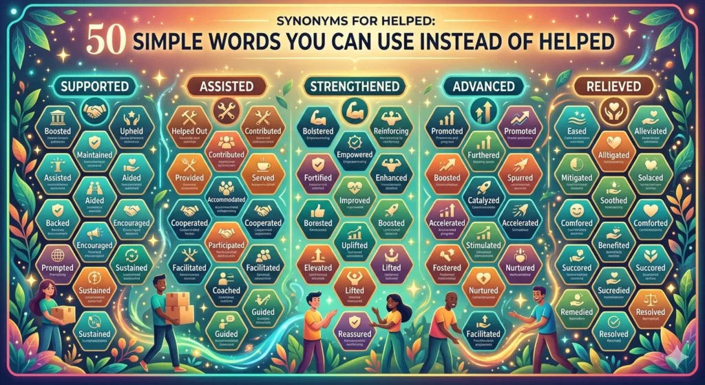 Synonyms for Helped