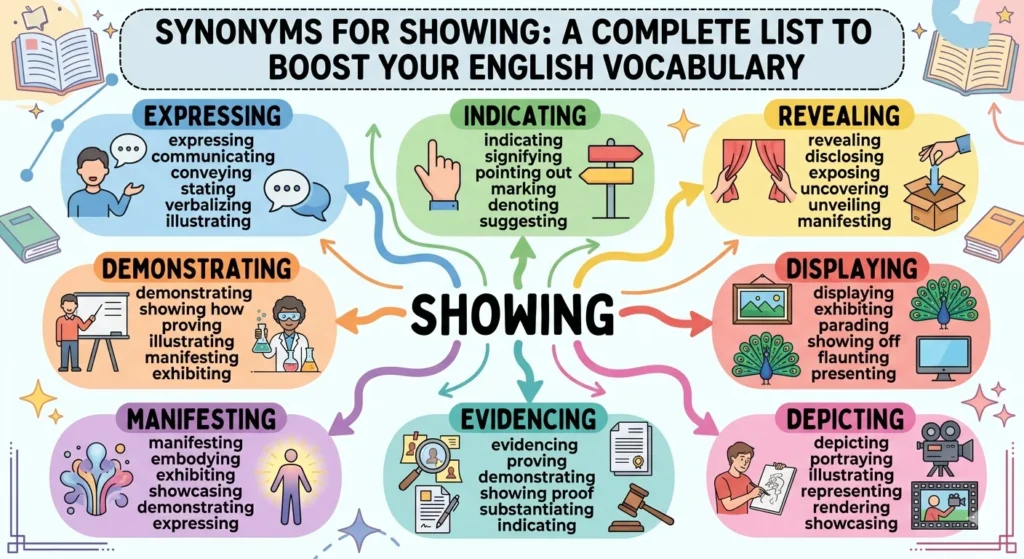 Synonyms for Showing