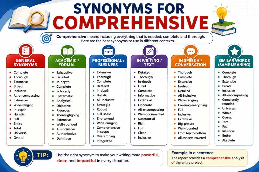 Synonyms for Comprehensive