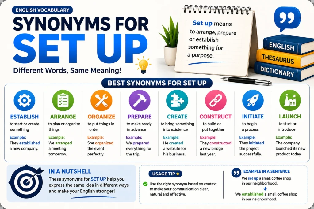 Synonyms for Set Up