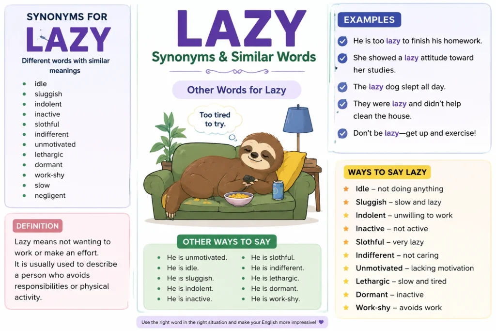 Synonyms for Lazy