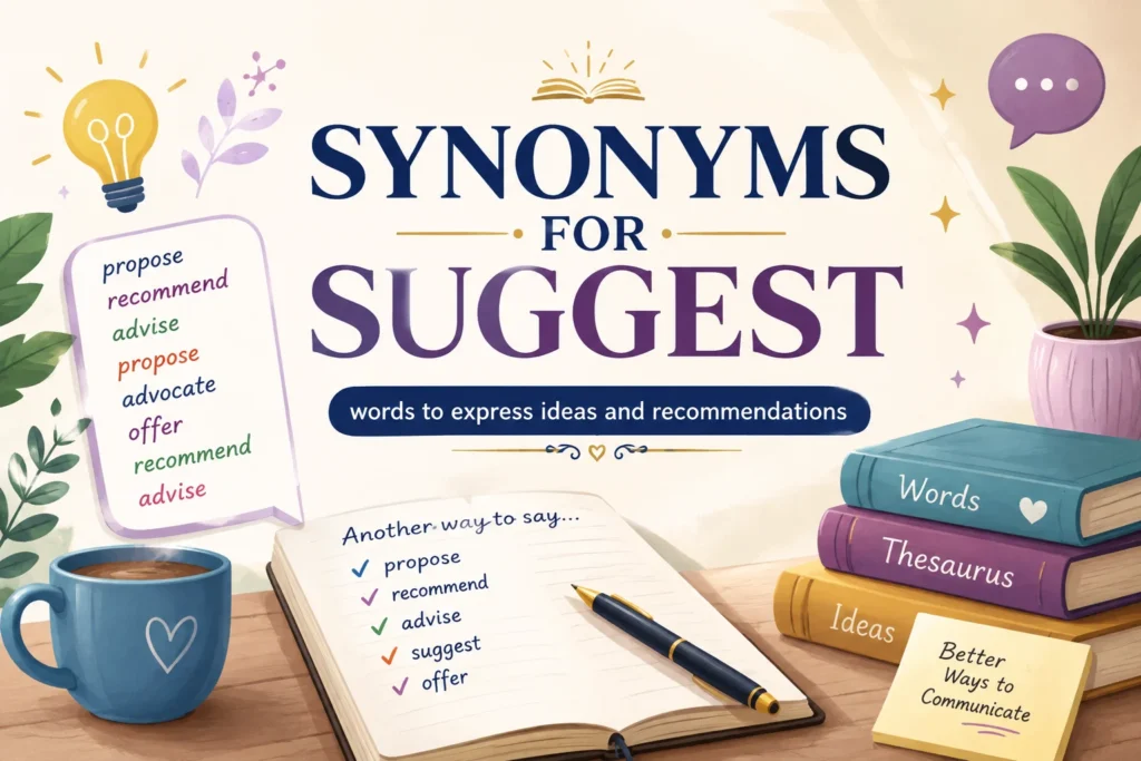 Synonyms for Suggests